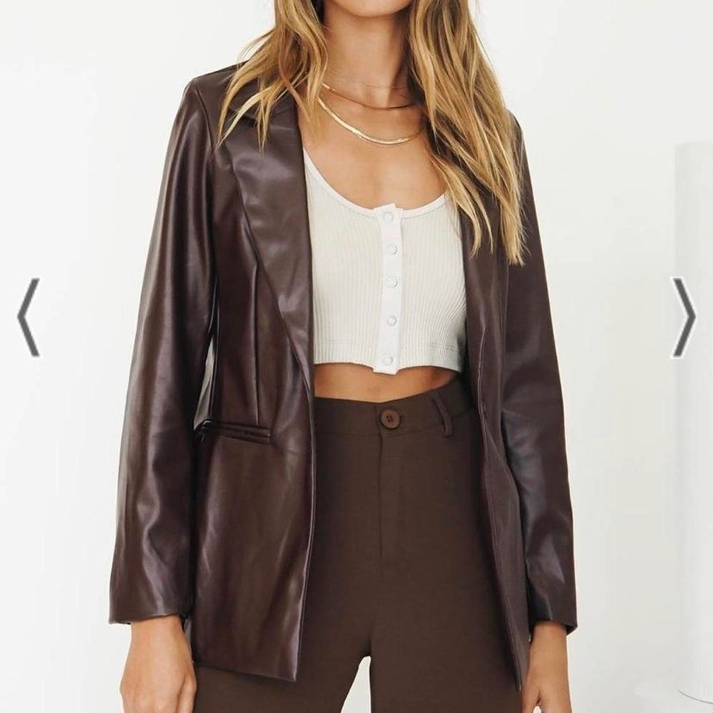 VRG GRL Brooklyn Baby Jacket - Faux Leather Chocolate - XS/S